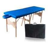 Maca Dobrável Madeira Sfm01 200kg Estética Massagem Portátil Cor Azul Royal