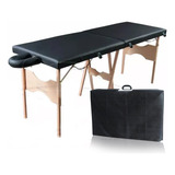 Maca Dobrável Madeira Sfm01 200kg Estética Massagem Portátil Cor Preto Santa Fé Macas