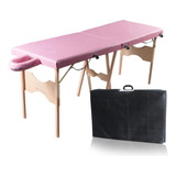 Maca Dobrável Madeira Sfm01 200kg Estética Massagem Portátil Cor Rosa Santa Fé Macas