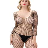 Macacão Arrastão Alta Elasticidade Plus Size Lingerie Balada