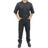 Macacão Brim Pesado Manga Curta Uniforme Preto