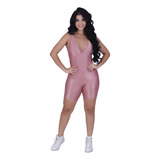 Macacão Curto Feminino Academia Poliamida Tiras Costa Bojo O