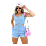 Macacão Curto Tomara Que Caia Feminino Jeans Macaquinho 