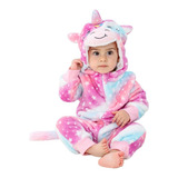 Macacão Fantasia Infantil Bebê Unicórnio Rosa Branco