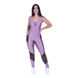 Macacão Fitness Academia Bojo Cirrê 3d Bolso Tela Deco