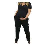 Macacão Gestante Malha Plus Size Amamentação