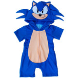 Macacao Infantil Kigurumi Verao Fantasia Pijama Sonic