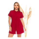 Macacão Macaquinho Feminino Mullet De Malha Viscolycra Top 