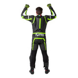 Macacao Moto Speed Tutto Racing 1 Peça Preto Amarelo Fluor