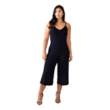 Macacão Pantacourt Feminino Liso Macaquinho Longo Macacões