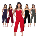 Macacão Pantacourt Feminino Macaquinho Longo Moda Verão Visc