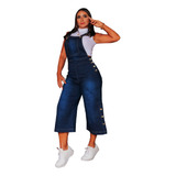 Macacão Pantalona Pantacourt Feminino Jeans Blogueira