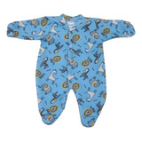 Macacão Pijama Longo Bebê Menino Soft Com Pezinho Inverno