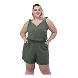 Macacão Plus Size Feminino Macaquinho Verão