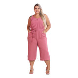 Macacão Plus Size Macaquinho Verão Leve Blogueira Pantacourt