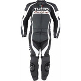 Macacão Tutto Moto Racing 1 Peça - Preto Branco E Prata