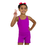 Macaquinho Ginástica Infantil Feminino Fitness Lycra Esporte