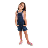 Macaquinho Jardineira Jeans Sarja Feminino Infantil Juvenil