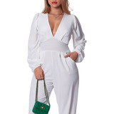 Macaquinho Longo Decotado Elegate Roupa Feminina Envio 24h