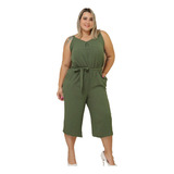Macaquinho Plus Size Macacão Pantacourt Feminino G-g2