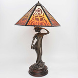 Magnifica Escultura Luminaria Assinada Bronze Art Deco