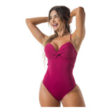 Maiô Body Meia Taça Liso Modelador Com Bojo Orla Da Praia