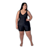 Maiô De Hidroginástica Com Perna Feminino Moda Plus Size Uv