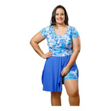 Maiô Macaquinho Plus Size Com Saída De Praia Evangélico Uv50