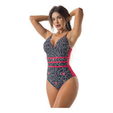 Maiô Modelador Frente Única Com Bojo Cortinão Estampado