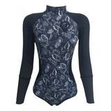 Maiô Surf Em Lycra Manga Longa Tropical Pb C/ Forro E Zíper