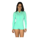 Maiô Surf Zíper Manga Longa Itaúna - Verde Água