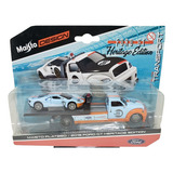 Maisto Elite Transport Heritage - 2019 Ford Gt #9 + Flatbed Cor Azul E Laranja