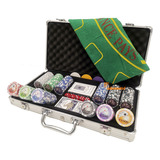 Maleta De Poker 300 Fichas Holográficas Brilhantes 11,5 Grs