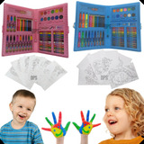 Maleta Escolar Estojo 68 Pçs Pintura Infantil Giz Canetinha