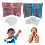 Maleta Escolar Estojo Pintura Infantil 98 Pçs Giz Canetinha
