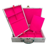 Maleta Estojo Porta Jóias Grande Dupla Vários Modelos Pink