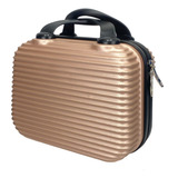 Maleta Frasqueira De Mão P/ Viagem Rígida Nécessaire Abs 14 Cor Rose-com Preto