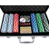 Maleta Jogo De Poker 300 Fichas Coloridas 2 Bloco De Cartas