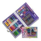 Maleta Kit De Pintura Escolar Infantil 86 Peças Unicórnio