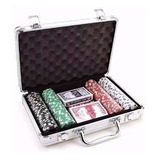 Maleta Kit Jogo Poker 200 Fichas Oficiais, Baralho, Dados