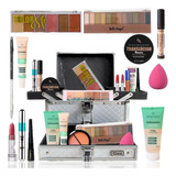 Maleta Kit Maquiagem Completo Base Ruby Rose Pincel Macrilan