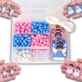 Maleta Miçangas Terço Infantil Rosa/azul Lembrança Batizado