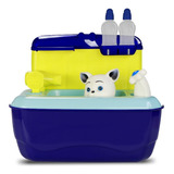 Maleta Pet Shop Coleção Gatinhos Com Acessórios Azul - Roma
