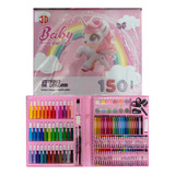 Maleta Pintura Infantil P/ Colorir Kit Escolar Estojo 150pc