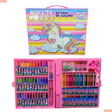 Maleta Unicornio Escolar Menina Pintura Infantil 150 Peças
