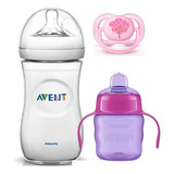 Mamadeira Philips Avent Pétala 330ml + Copo Roxo + Chupeta