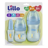Mamadeira Primeiros Passos Kit 3pçs 50/150/240ml Azul- Lillo