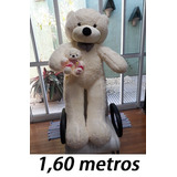 Mamãe Urso Gigante De Pelúcia Creme 150cm + Filhote De 25cm