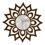 Mandala Florada Espelho Decorativo 40cm Marrom
