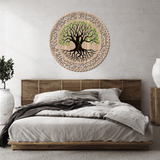 Mandala Quadro Em Madeira, Decoração Zen, Arvore Da Vida 